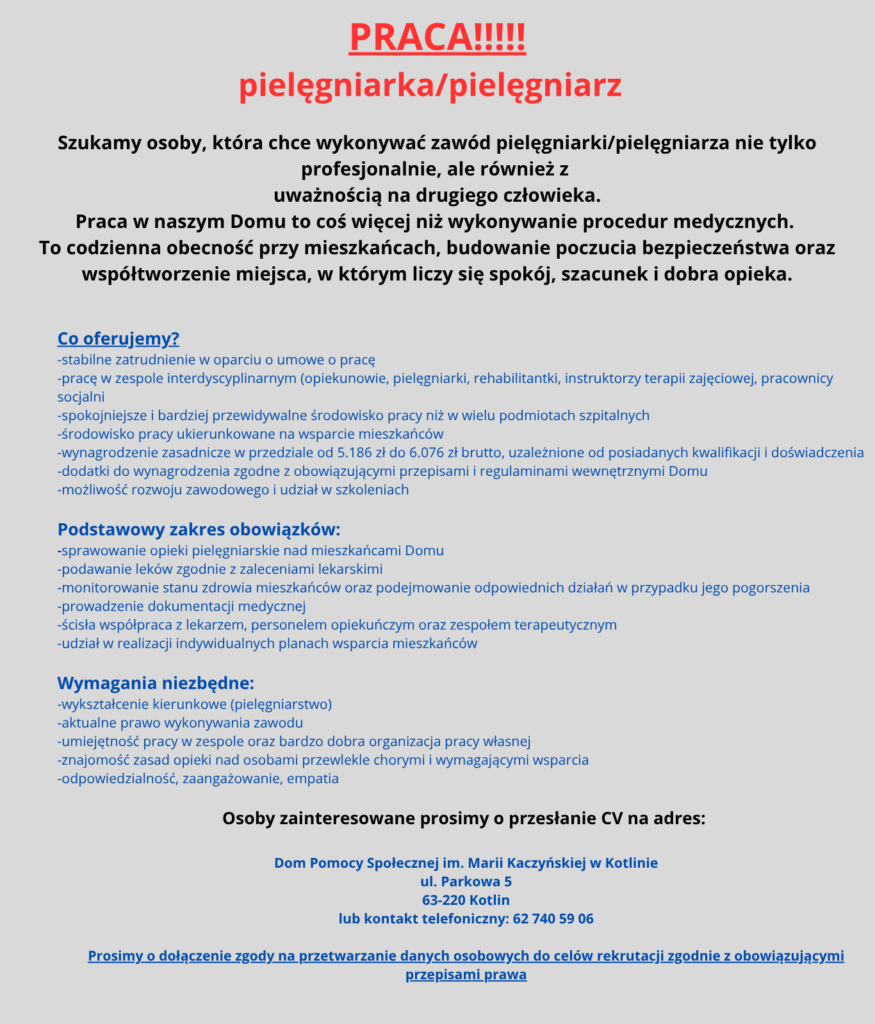 oferta pracy pielęgniarka pielęgniarz